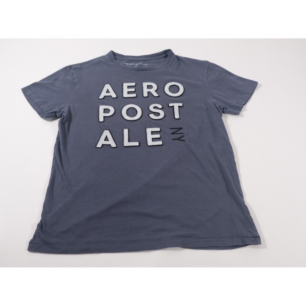 Aeropostale T-Shirt Mens S Blue Graphic Tee Short Sleeve Applique Logo Cotton